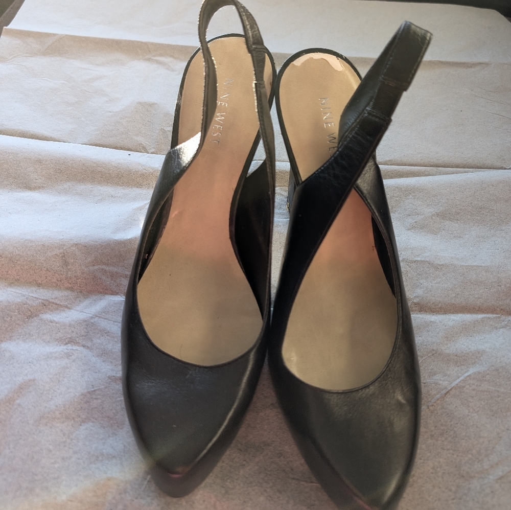 Nine West Black Slingback Heels